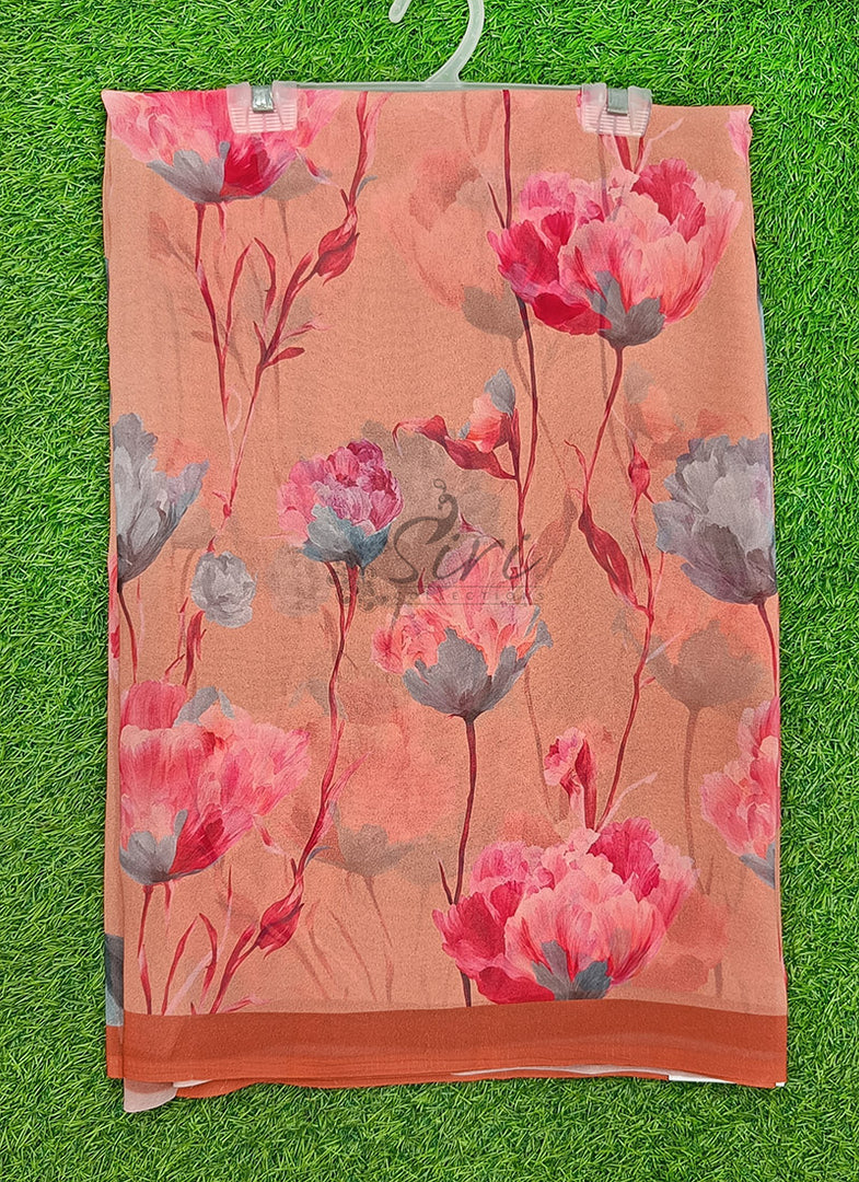 Siri Collections Beautiful Digital Print Floral Georgette Saree