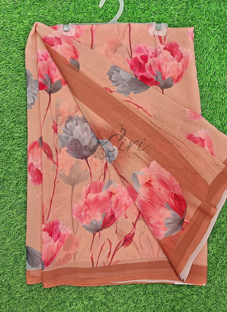Siri Collections Beautiful Digital Print Floral Georgette Saree