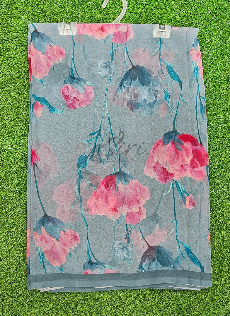 Siri Collections Beautiful Digital Print Floral Georgette Saree