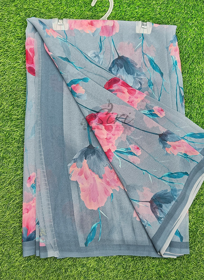 Siri Collections Beautiful Digital Print Floral Georgette Saree