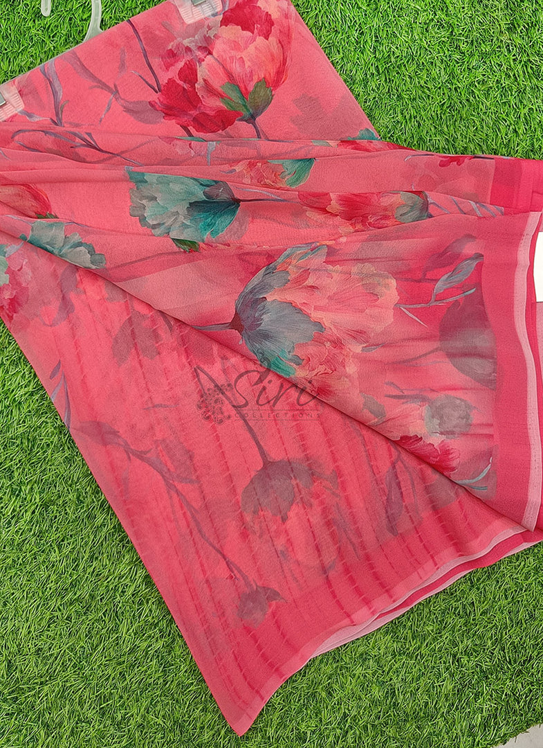 Siri Collections Beautiful Digital Print Floral Georgette Saree