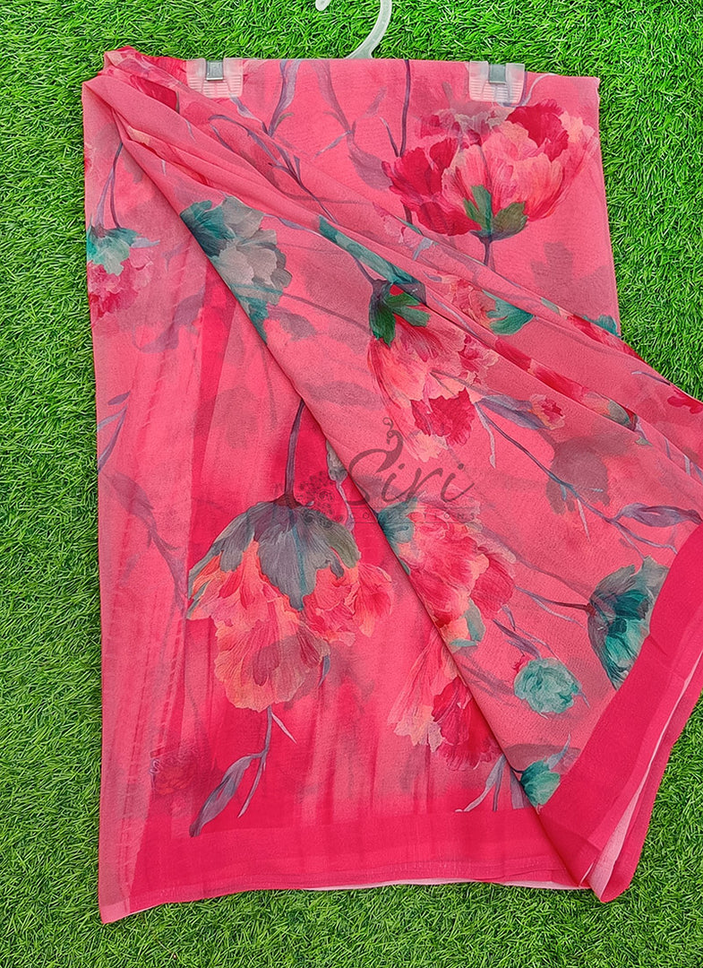 Siri Collections Beautiful Digital Print Floral Georgette Saree
