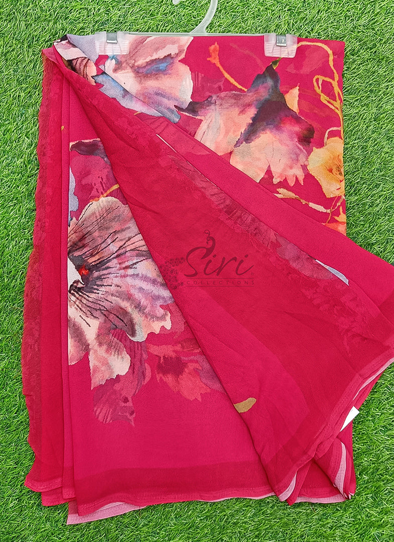 Siri Collections Beautiful Digital Print Georgette Saree