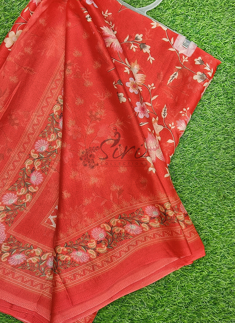 Siri Collections Latest Digital Print Crepe Georgette Saree