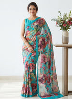 Load image into Gallery viewer, Siri Collections Premium Digital Print Crepe Georgette Saree with Blouse