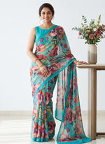 Load image into Gallery viewer, Siri Collections Premium Digital Print Crepe Georgette Saree with Blouse