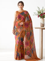 Load image into Gallery viewer, Siri Collections Premium Digital Print Crepe Georgette Saree with Blouse