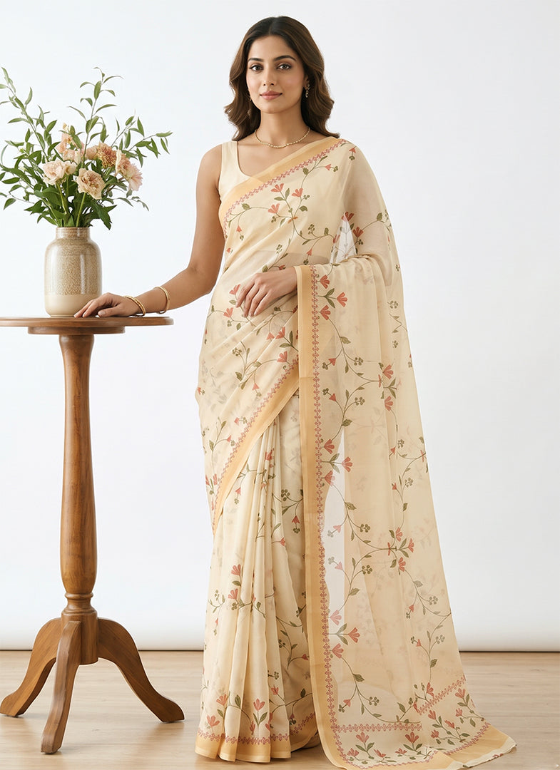 Siri Collections Premium Digital Print Crepe Georgette Saree