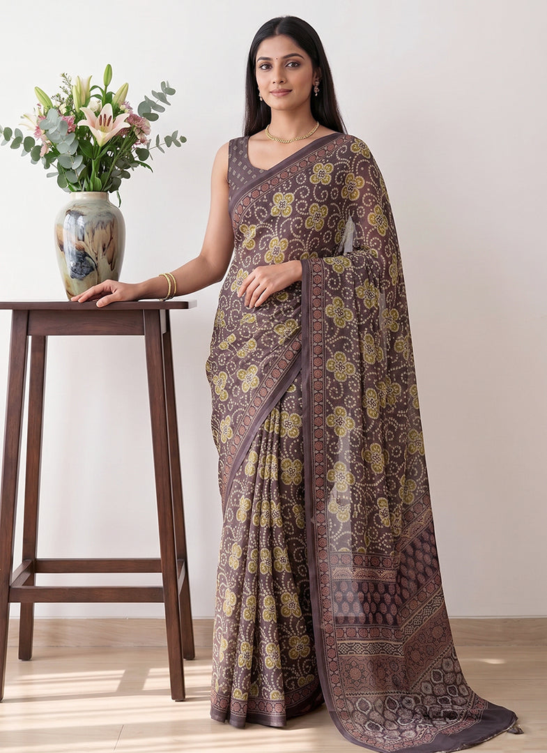 Siri Collections Premium Digital Print Georgette Saree with Blouse