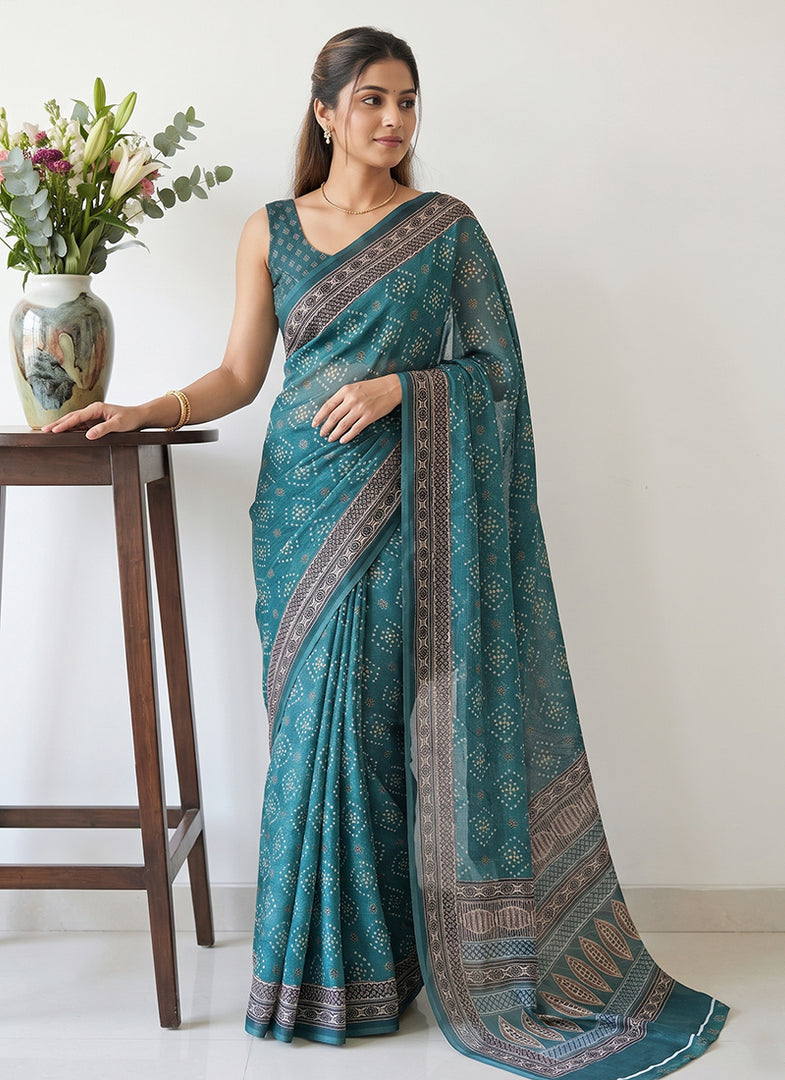 Siri Collections Premium Digital Print Georgette Saree with Blouse