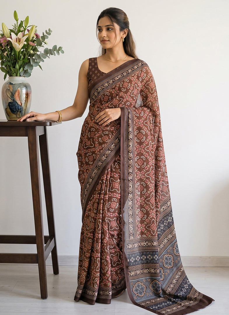Siri Collections Premium Digital Print Georgette Saree with Blouse