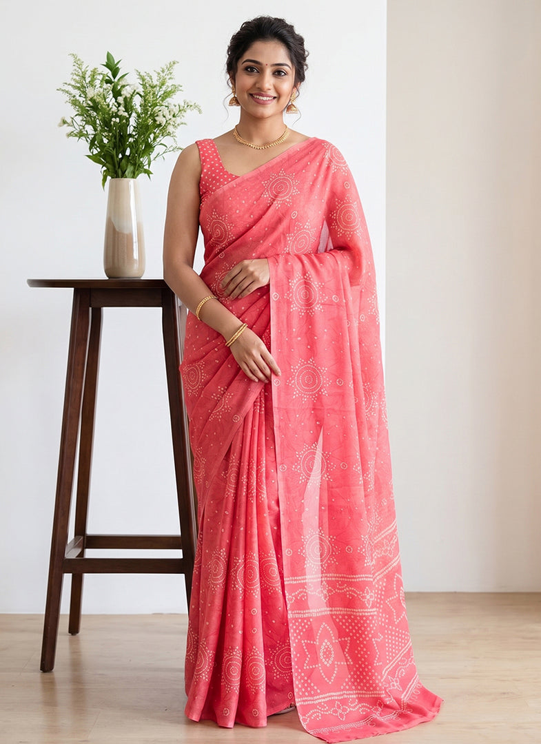 Siri Collections Premium Digital Print Georgette Saree with Blouse