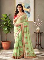 Load image into Gallery viewer, Designer Chinon Crepe Saree in Designer Sequins Borders
