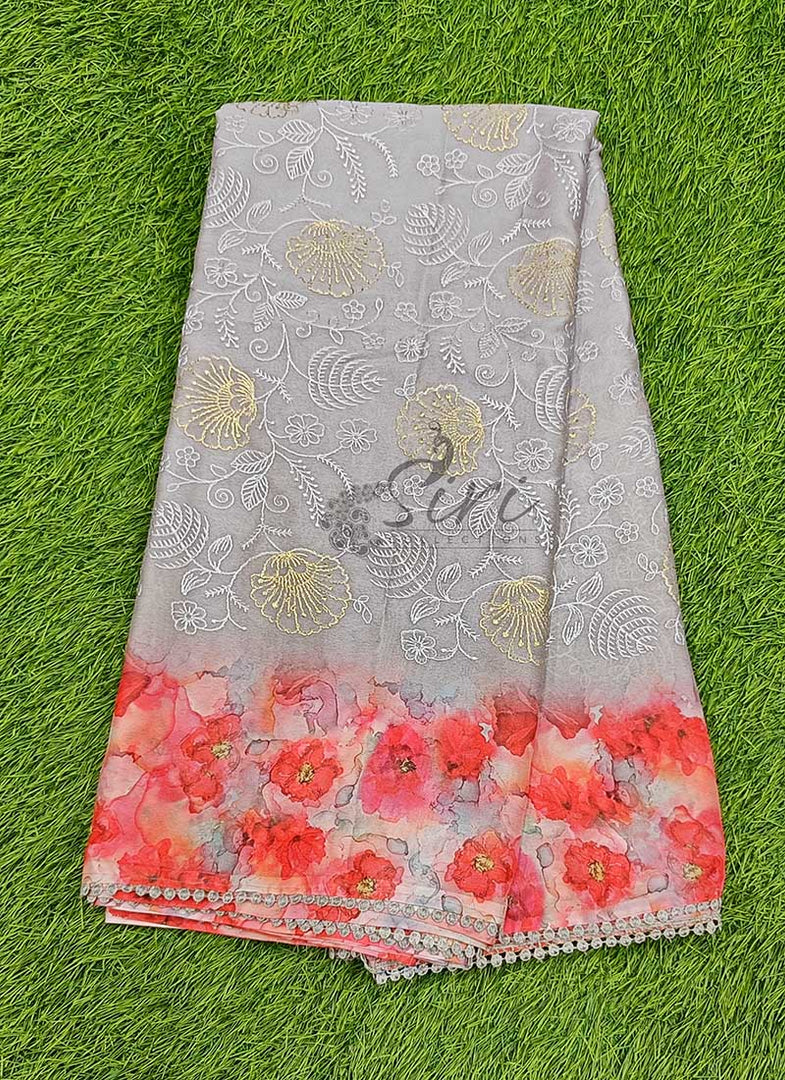 Beautiful Georgette Saree in Digital and Embroidery Work