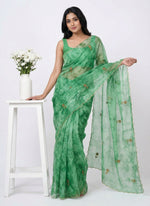 Load image into Gallery viewer, Lovely Shibori Design Organza Saree in Handwork