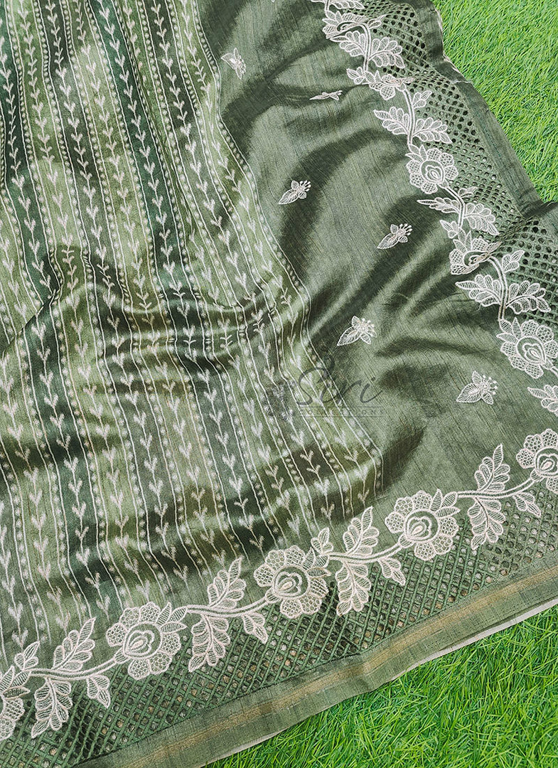 Beautiful Tussar Saree in Cutwork