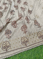 Load image into Gallery viewer, Designer Digital Print Semi Tussar Saree in Cutwork Borders
