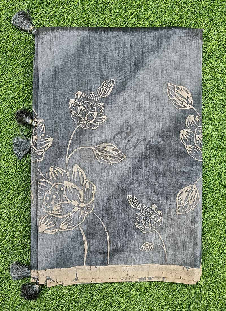 Elegant Digital Print Semi Tussar Saree in Cutwork Pallu