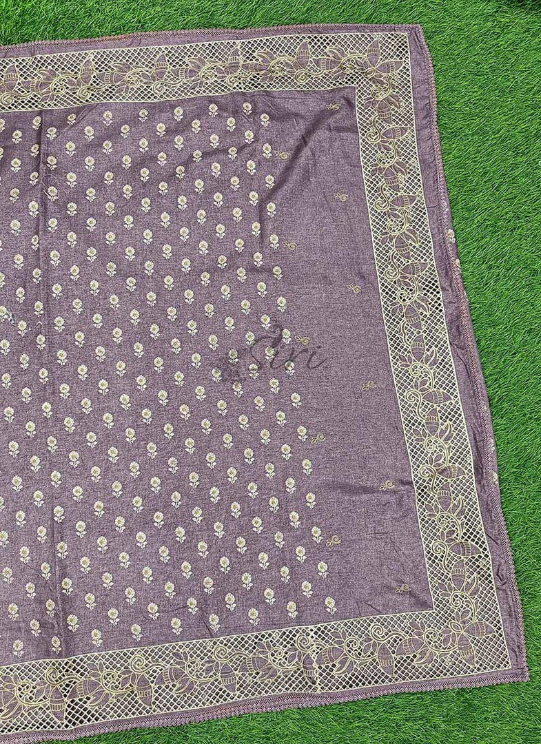 Designer Digital Print Semi Tussar Saree in Cutwork Borders