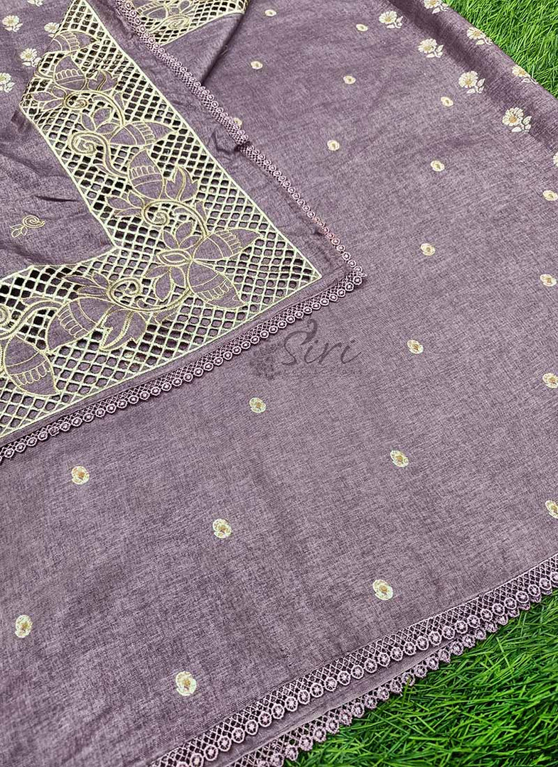 Designer Digital Print Semi Tussar Saree in Cutwork Borders