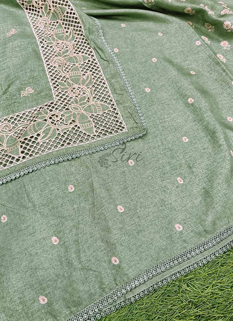 Designer Digital Print Semi Tussar Saree in Cutwork Borders