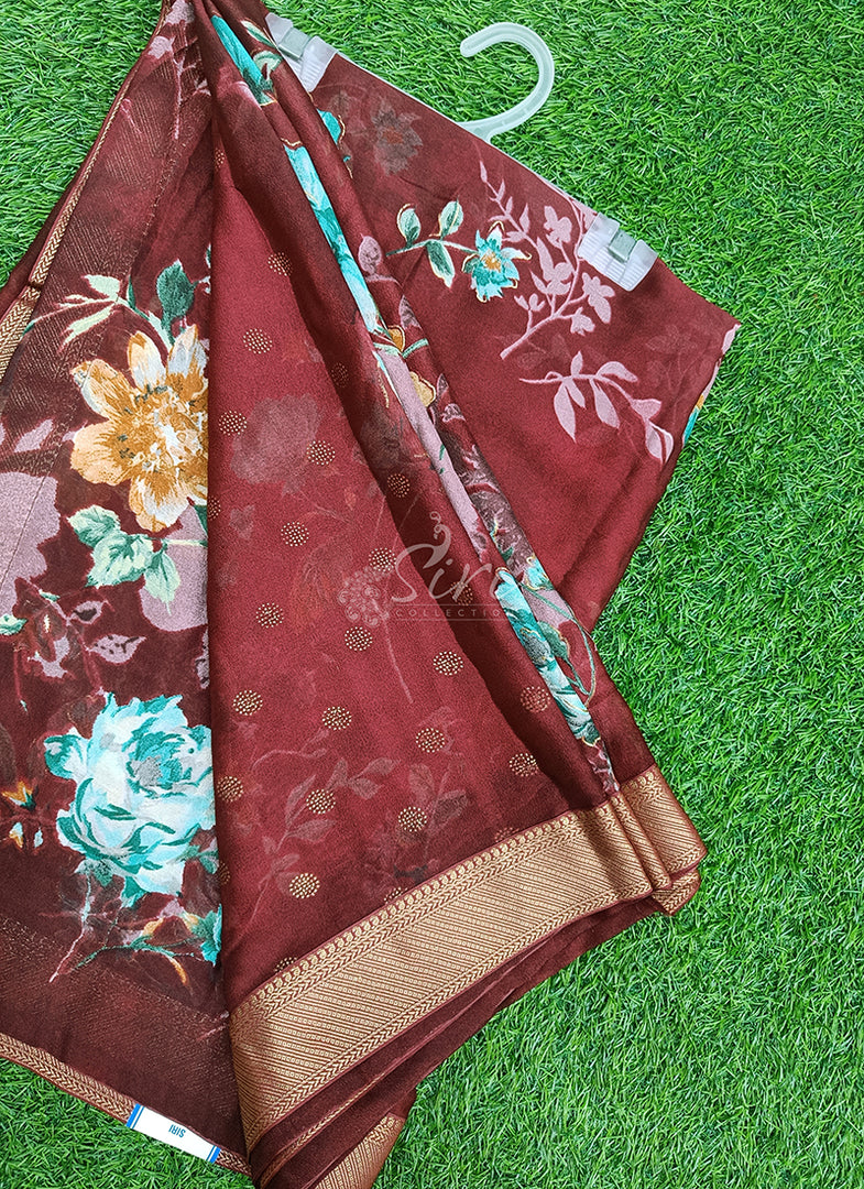 Lovely Printed Georgette Saree in Zari Border