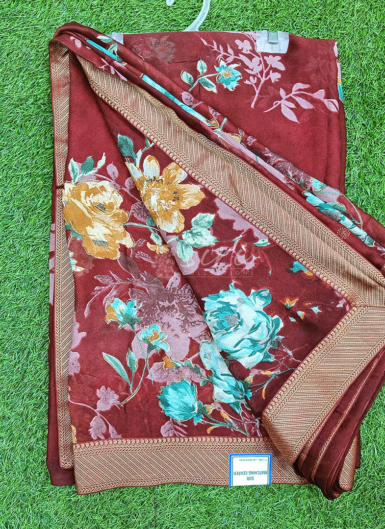 Lovely Printed Georgette Saree in Zari Border