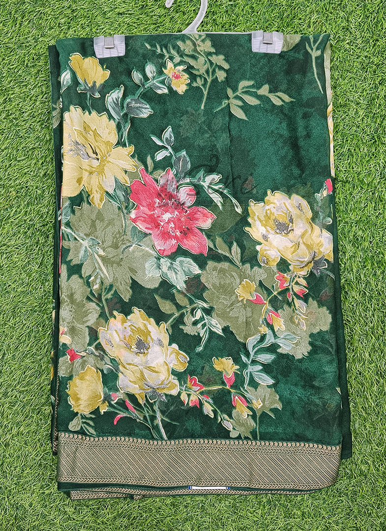 Lovely Printed Georgette Saree in Zari Border