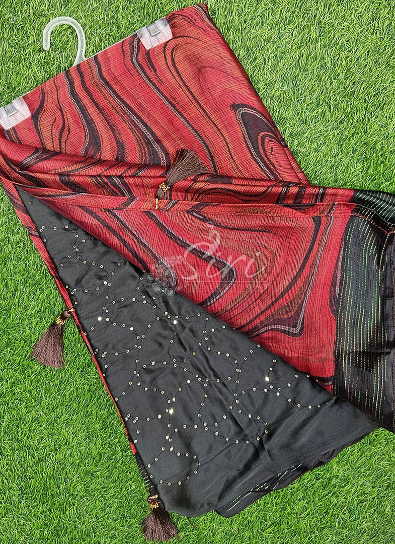 Beautiful Chiffon Saree in Sequins Work Blouse