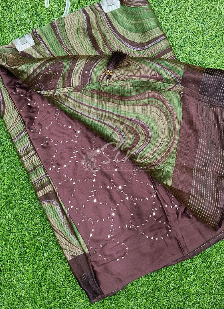 Beautiful Chiffon Saree in Sequins Work Blouse