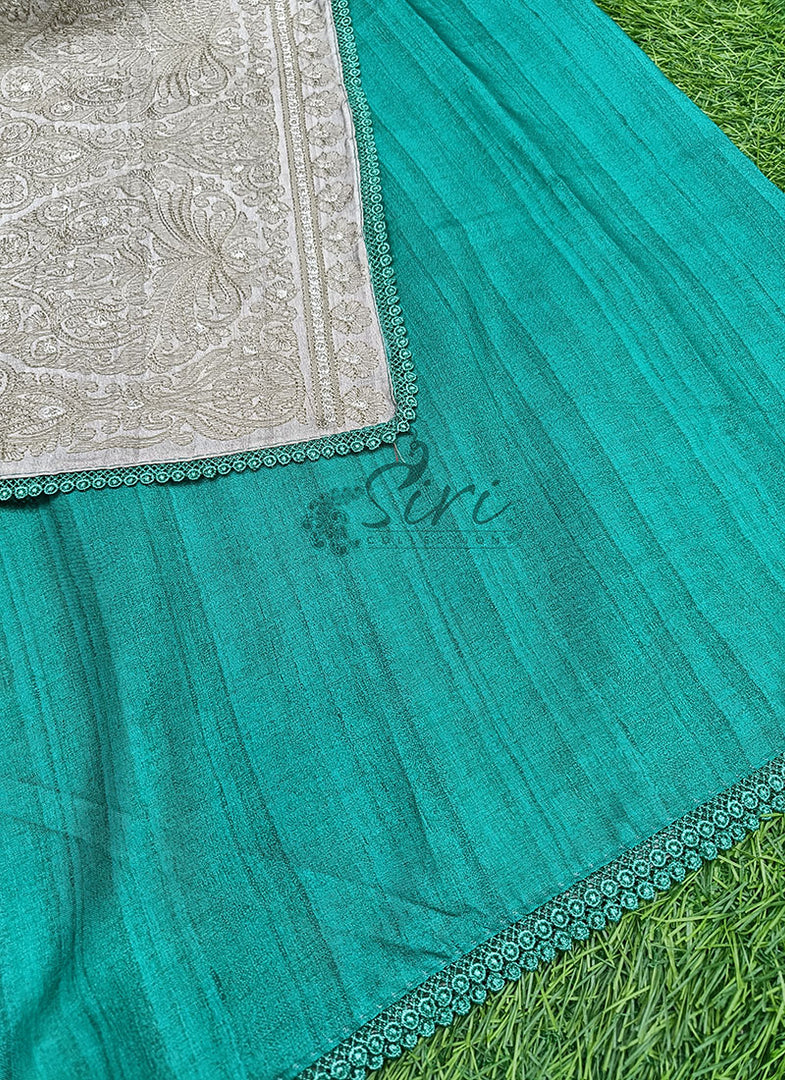 Elegant Digital Print Semi Tussar Saree in Cute Borders