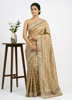 Load image into Gallery viewer, Designer Digital Print Semi Tussar Saree in Cutwork Borders