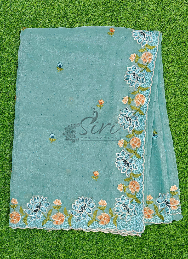 Beautiful Designer Crush Saree in Scallop Border