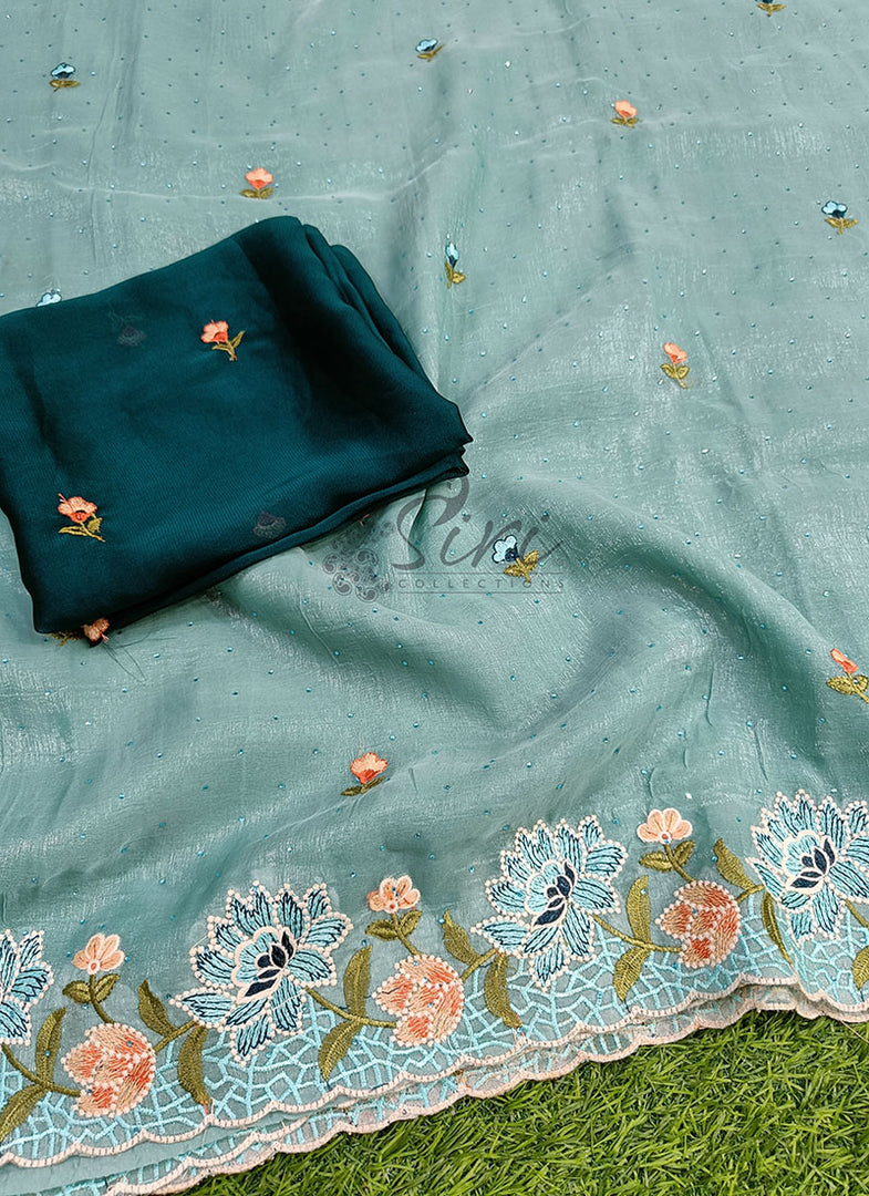 Beautiful Designer Crush Saree in Scallop Border