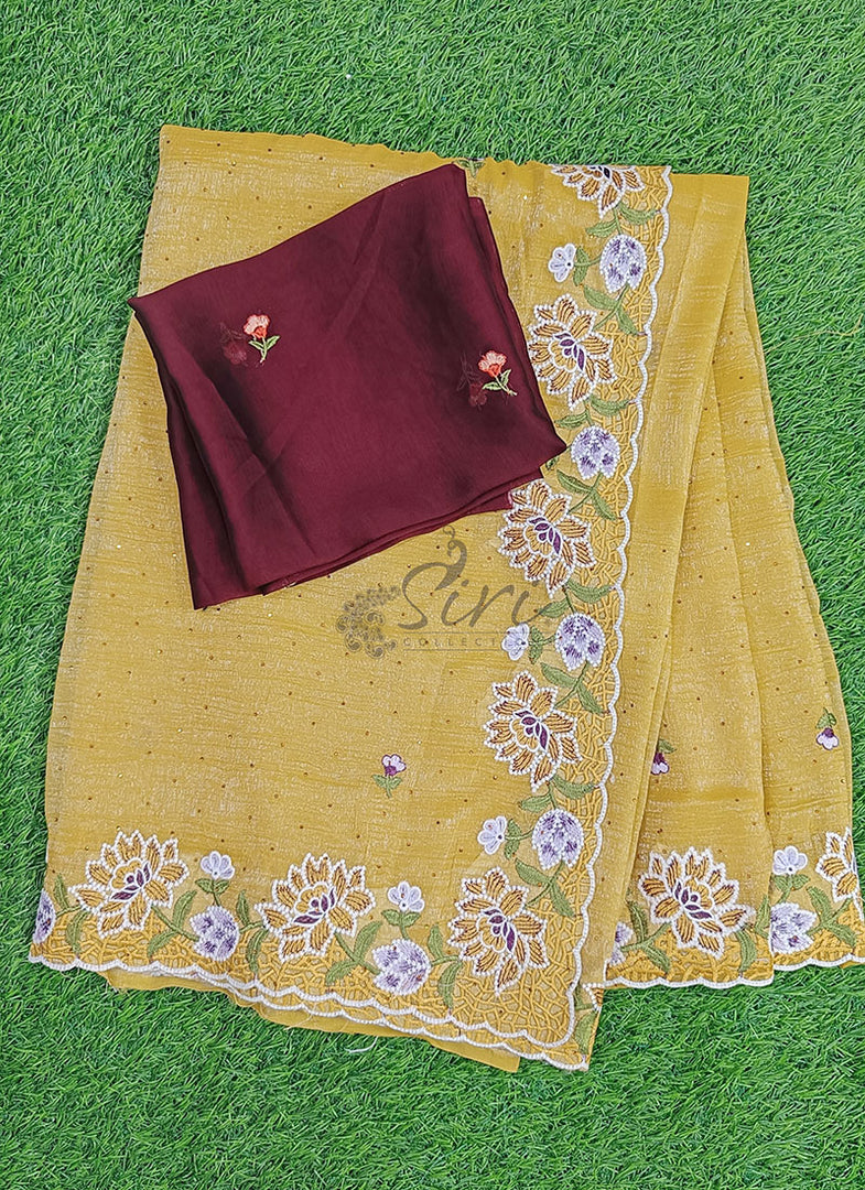 Beautiful Designer Crush Saree in Scallop Border