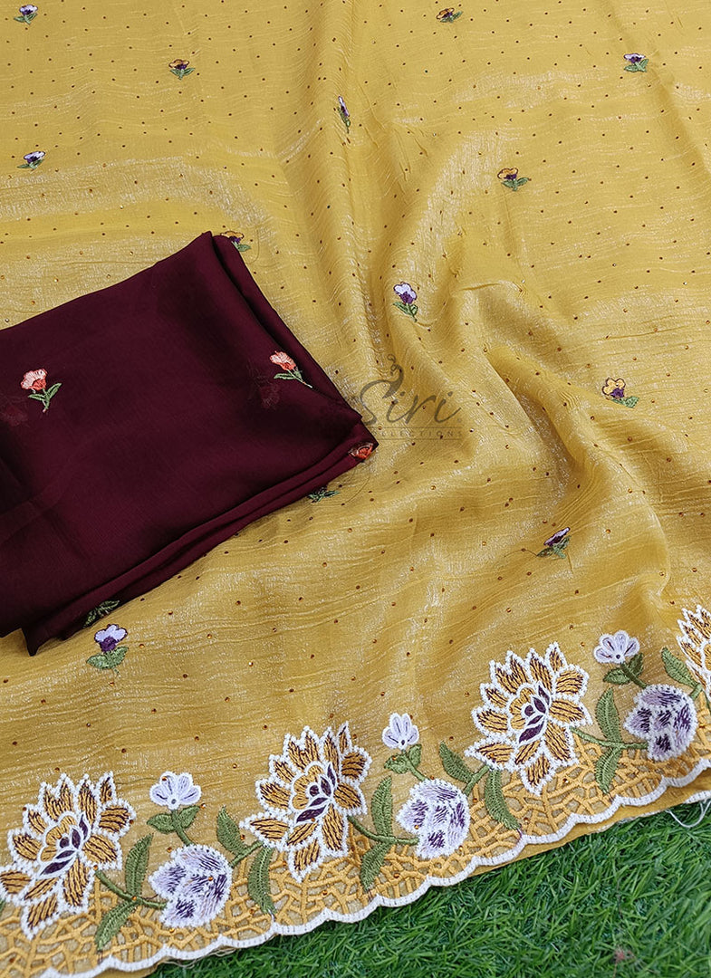 Beautiful Designer Crush Saree in Scallop Border