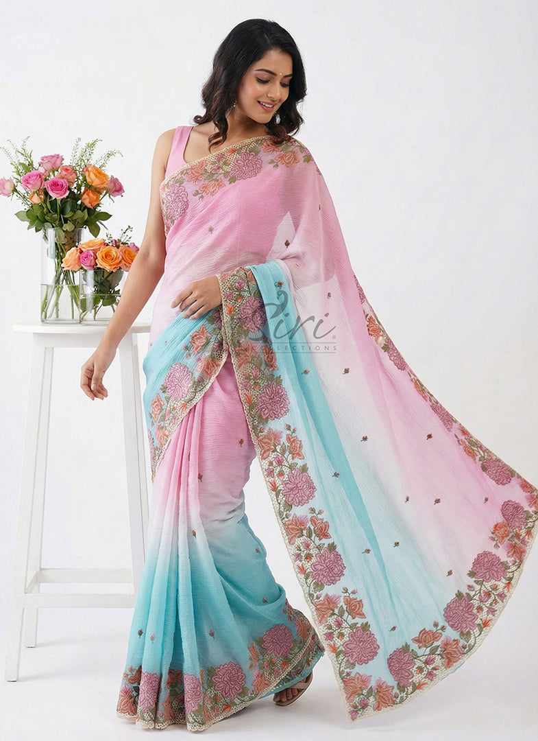 Beautiful Shaded Designer Crush Saree
