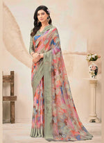 Load image into Gallery viewer, Lovely Digital Print Chiffon Saree in Satin Finish Border
