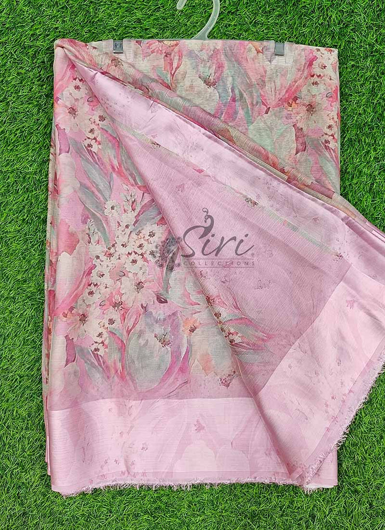 Lovely Digital Print Chiffon Saree in Satin Finish Border