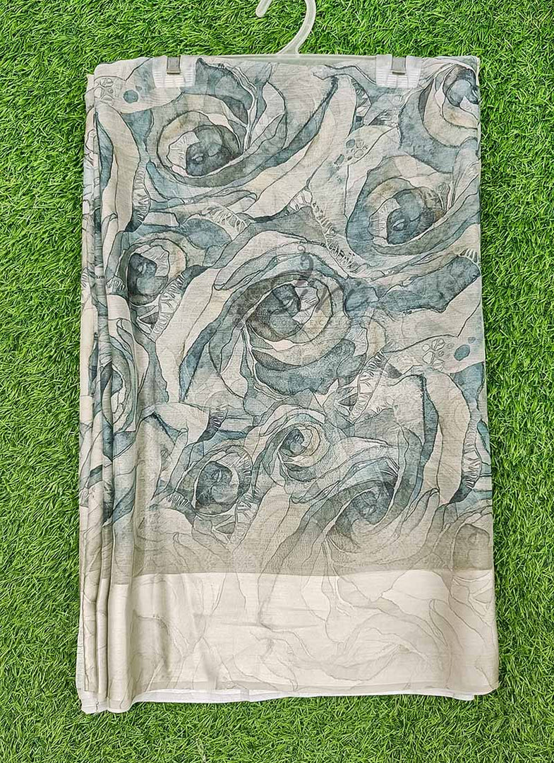 Lovely Digital Print Chiffon Saree in Satin Finish Border