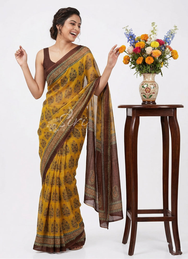 Premium Digital Print Chiffon Sarees with Blouse