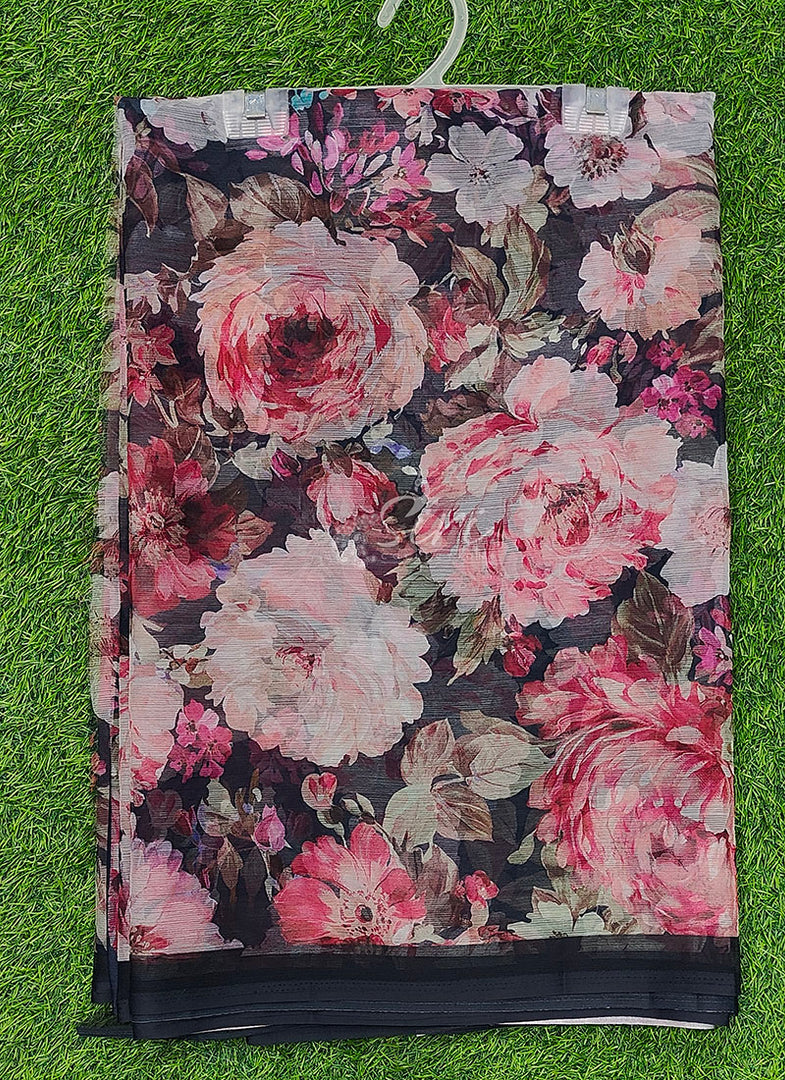 Premium Digital Print Chiffon Sarees with Blouse