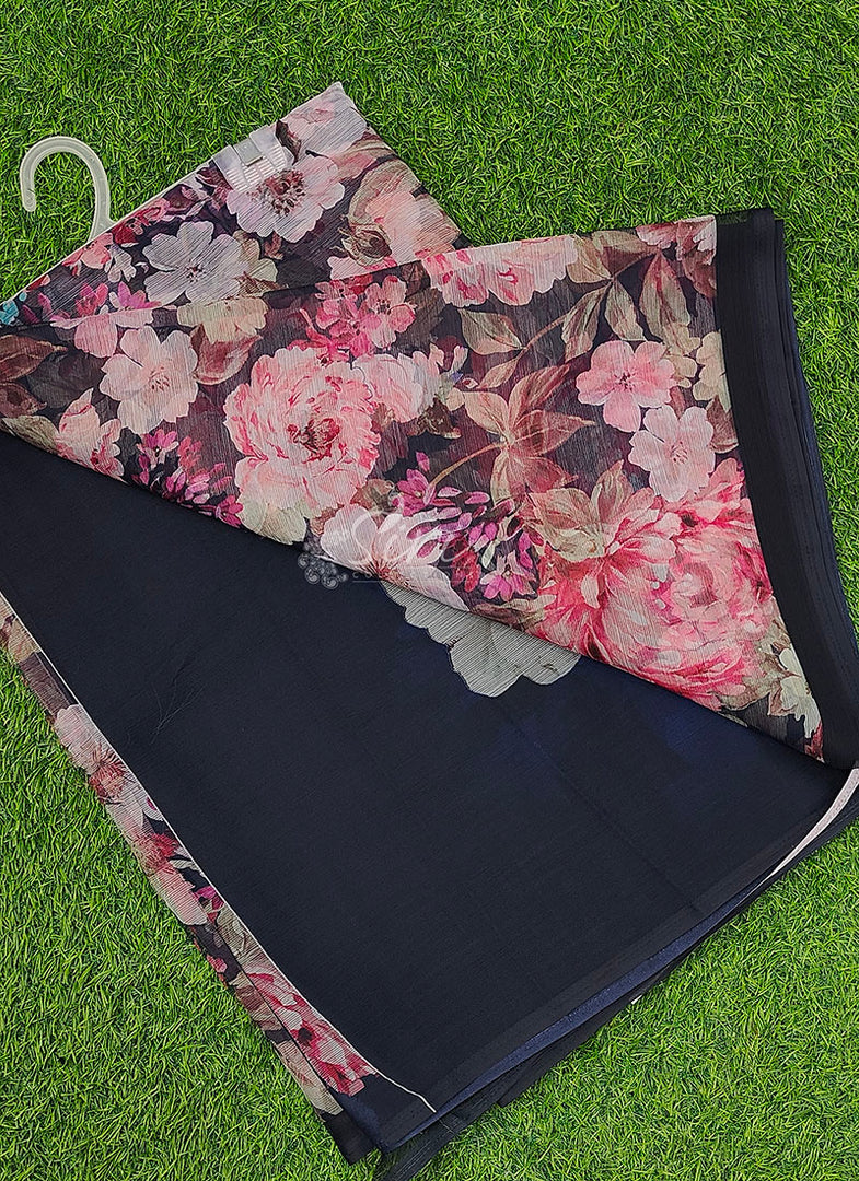 Premium Digital Print Chiffon Sarees with Blouse