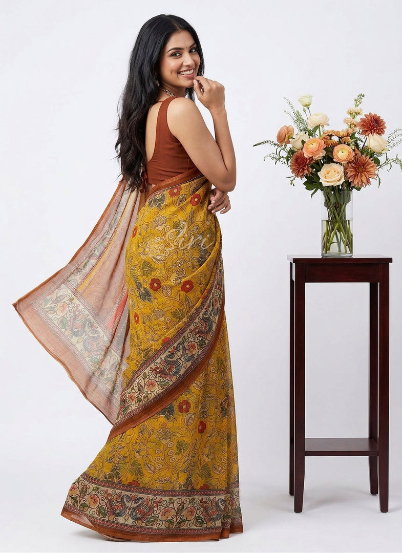 Siri Collections Premium Digital Print Chiffon Sarees with Blouse