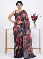 Load image into Gallery viewer, Siri Collections Digital Print Chiffon Saree in Satin Finish Border