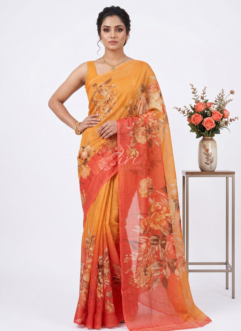 Siri Collections Premium Digital Print Chiffon Sarees with Blouse