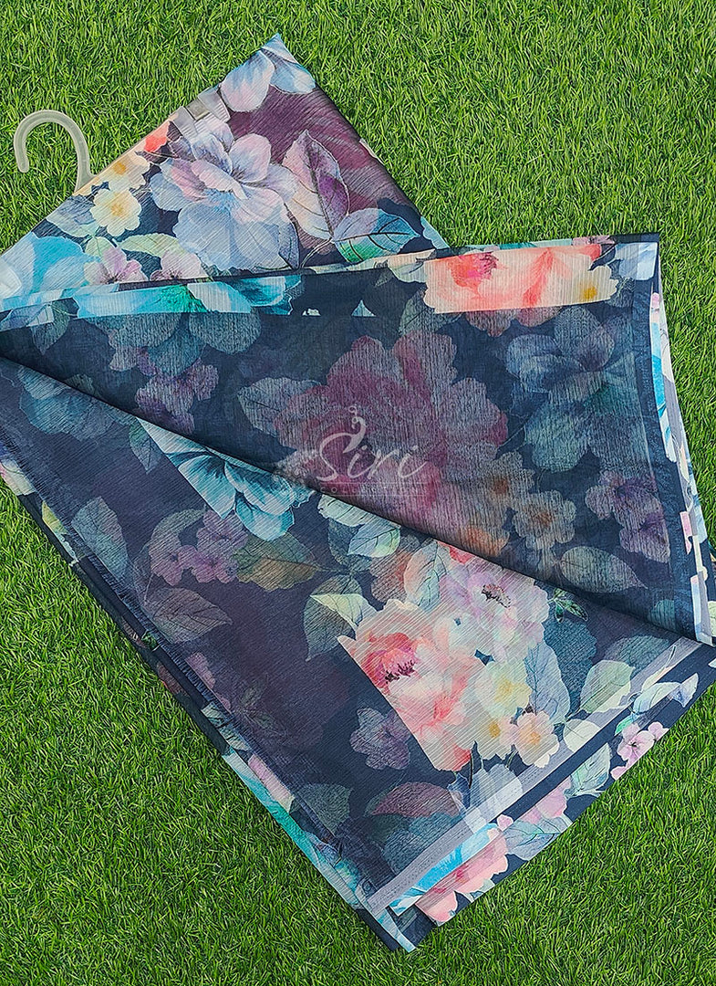 Digital Print Nara Chiffon Saree with Blouse