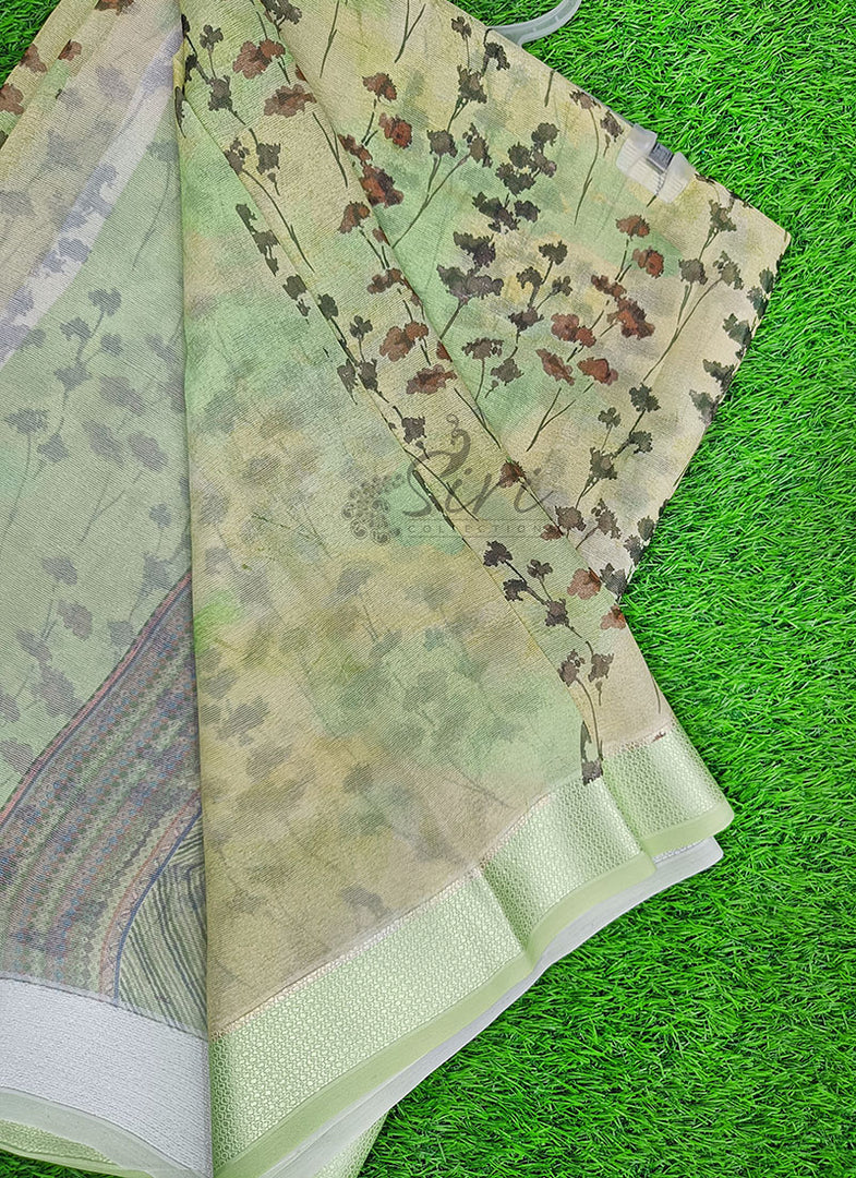 Lovely Digital Print Shimmer Chiffon Saree