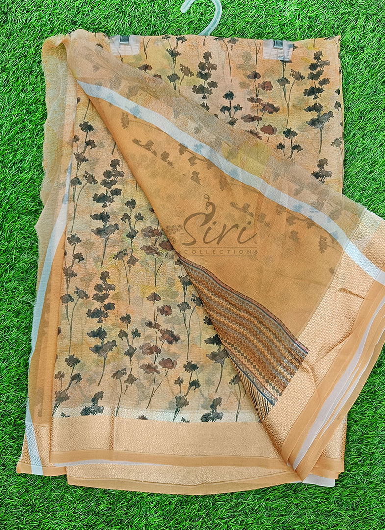 Lovely Digital Print Shimmer Chiffon Saree