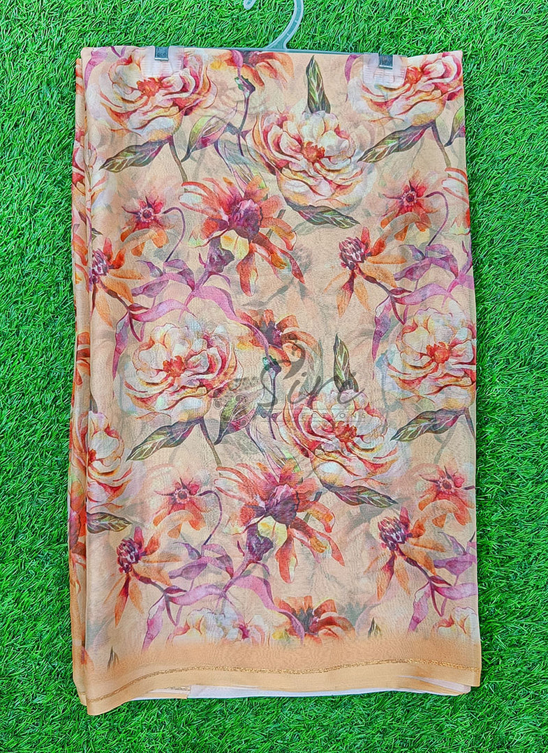 Beautiful Digital Print Chiffon Saree